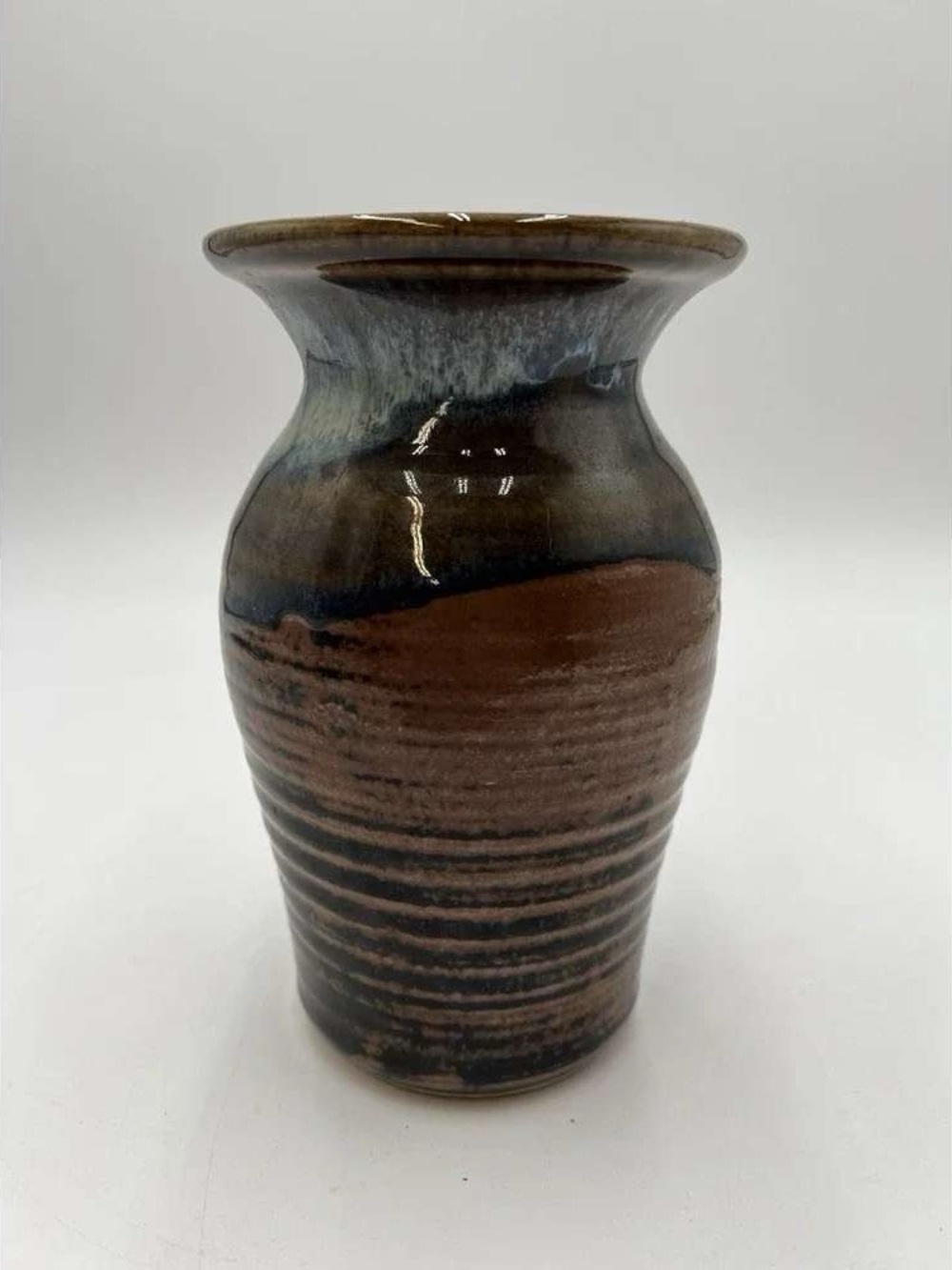 Glazed Ceramic Vase in Brown and Black - Sculpted Home Art